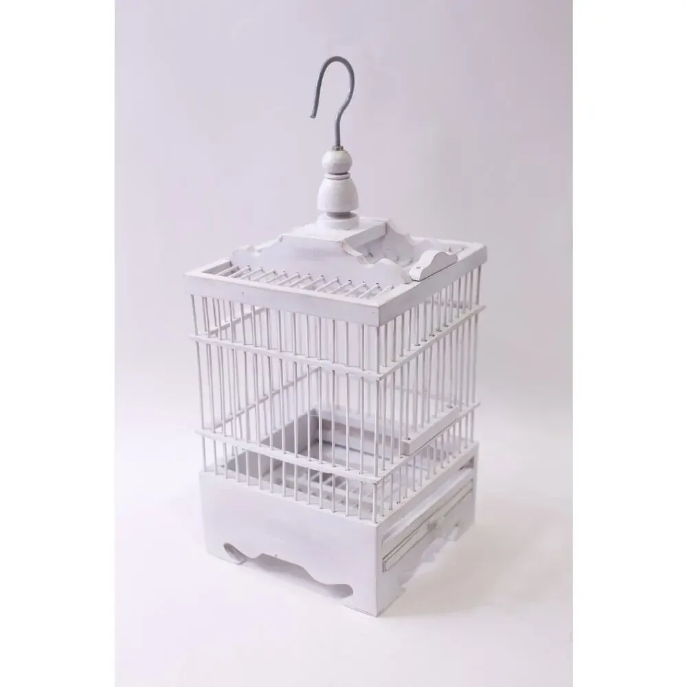 Vintage, White, Birdcage, Wooden, Display House, Hanging, Decor ~ 251120-WH 1403